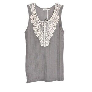 Hazel Tank Top Knit Gray With Ecru Yoke Size L NWT